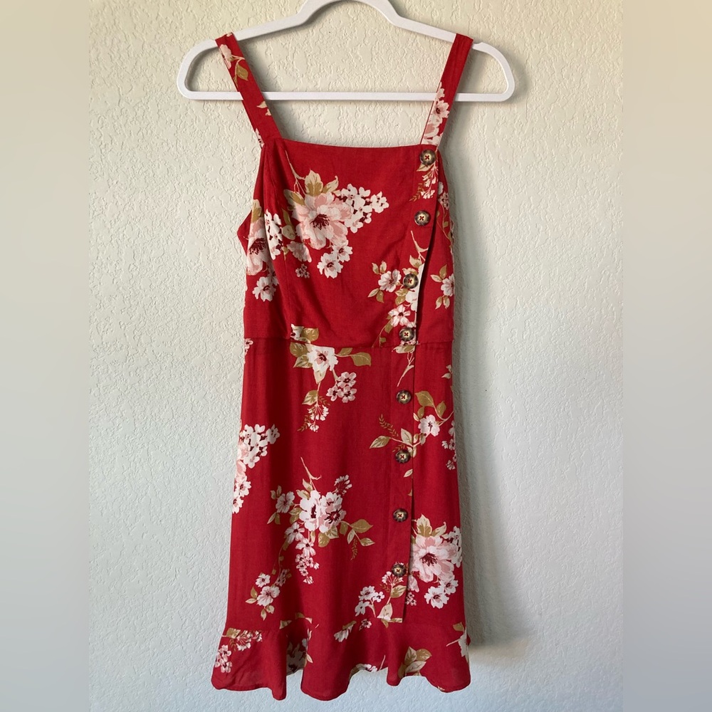 Red floral sun dress
